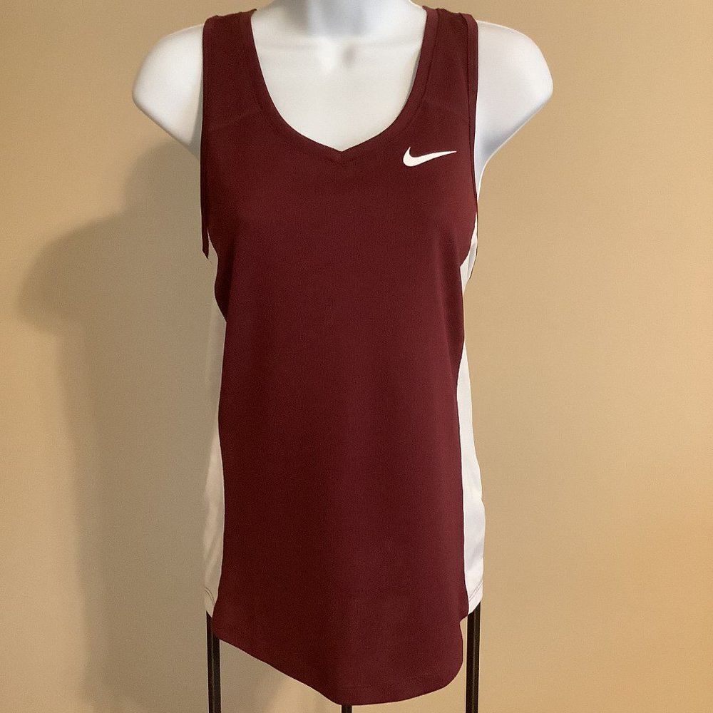 Nike Ladies Dri-Fit Razor Back Maroon & White Tank- Size Small - NWOT